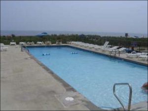 View of the pool and ocean at Sea Gate